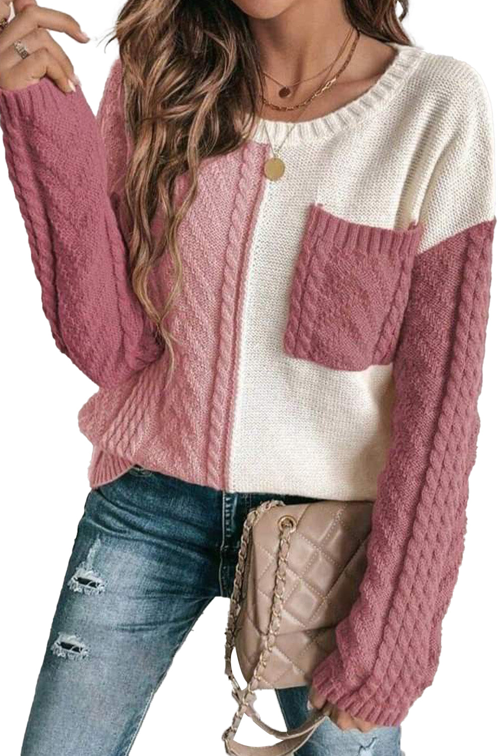 Gold Flame Colorblock Pocket Drop Shoulder SweaterMaterial:65%Acrylic+35%Polyamide

• Elevate your casual style with the sweater, featuring a unique patchwork design that adds a modern twist to your wardrobe.
• St