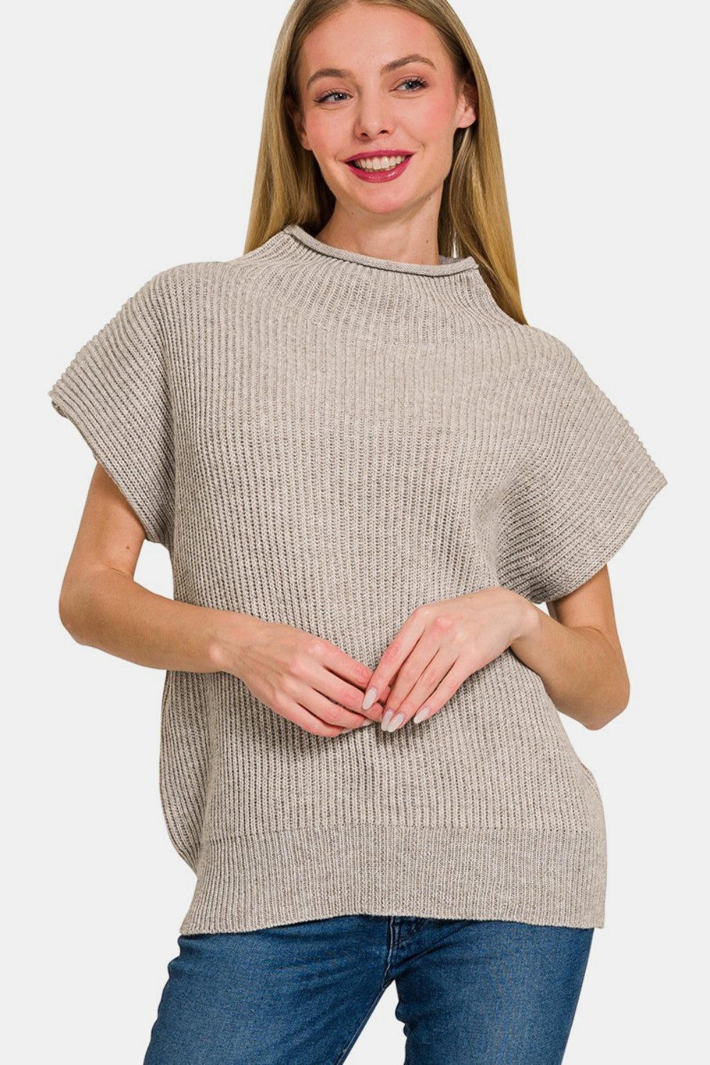 Zenana Short Sleeve Mock Neck SweaterStay effortlessly stylish with this Short Sleeve Mock Neck Sweater. The mock neck design adds a touch of sophistication, making it perfect for both casual and dressi