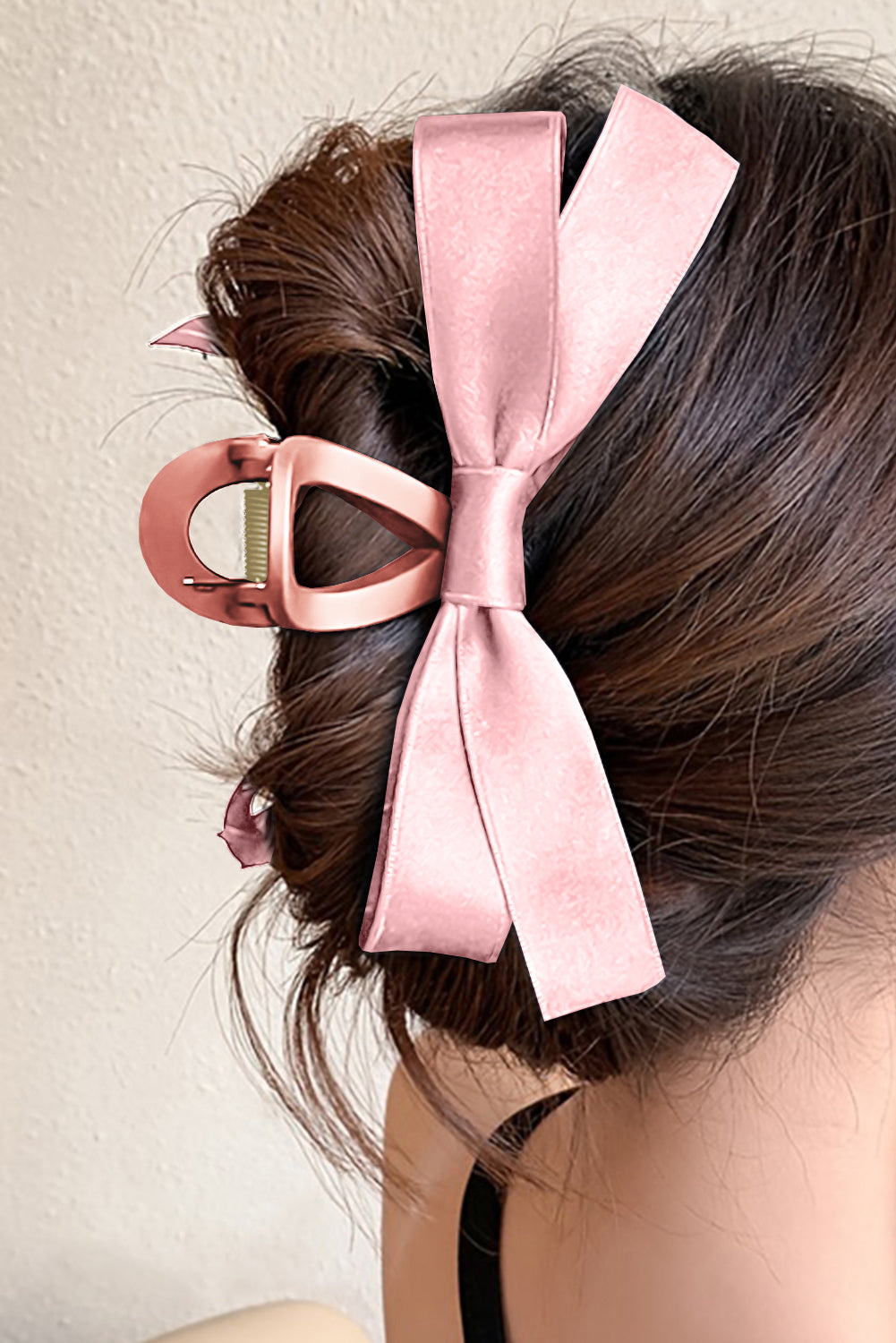 Mist Green Solid Color Ribbon Bow Decor Hair Clip