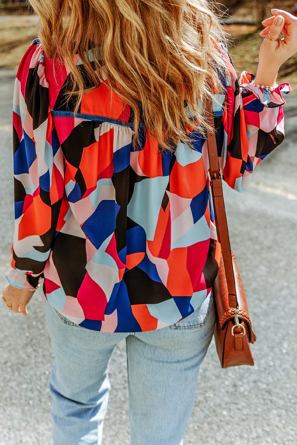 Multicolor Casual Abstract Print Puff Sleeve BlouseMaterial:100%Polyester



		•An artful abstract pattern bursts with bold color on this light and airy blouse.
	
	
		•Highlights: Relaxed fit, long sleeves with 