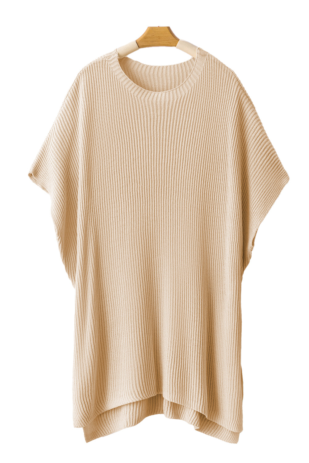 Apricot Side Slit Short Sleeve Oversized SweaterMaterial:55%Acrylic+45%Cotton



		The sweater is a comfortable and chic addition to your wardrobe. Made from breathable, lightweight, and stretchy knitted fabric,