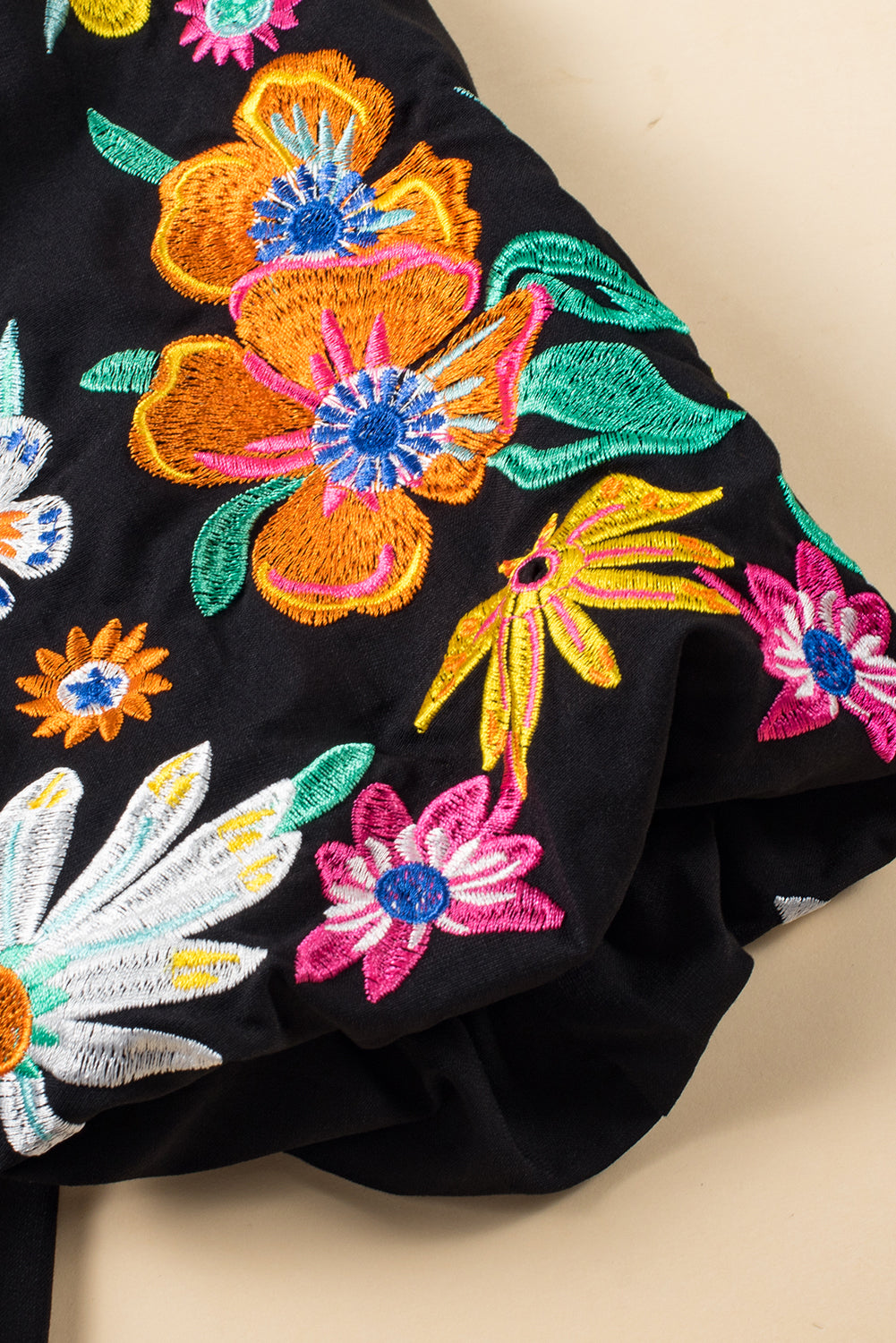Mineral Red Floral Embroidered Puff Sleeve Split Neck BlouseMaterial:100%Cotton

• Radiate bohemian charm with the Mineral Red blouse featuring intricate floral embroidery and puff sleeves, perfect for a free-spirited look.
