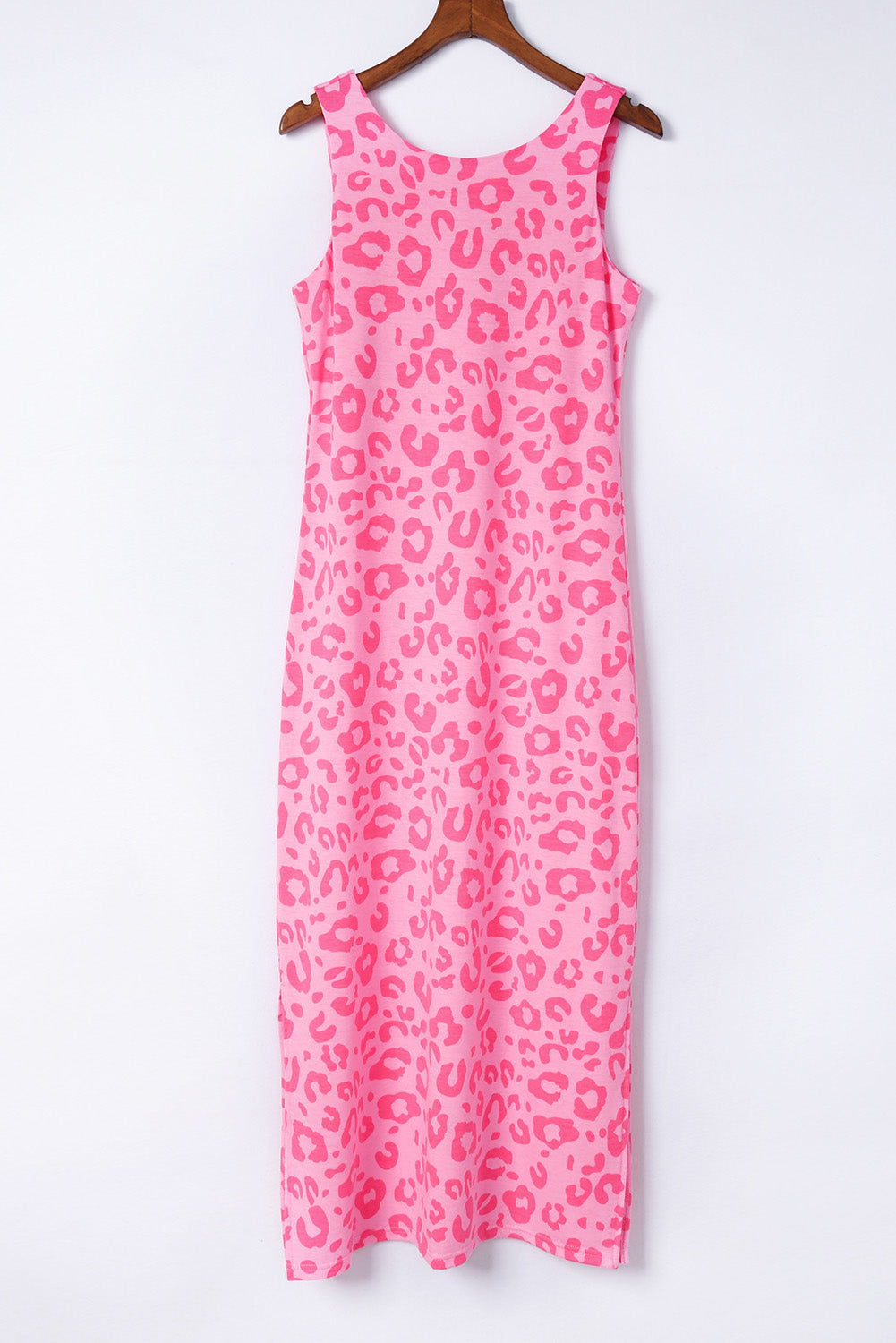 Rosy Casual Leopard Print Side Slits Sleeveless Dress