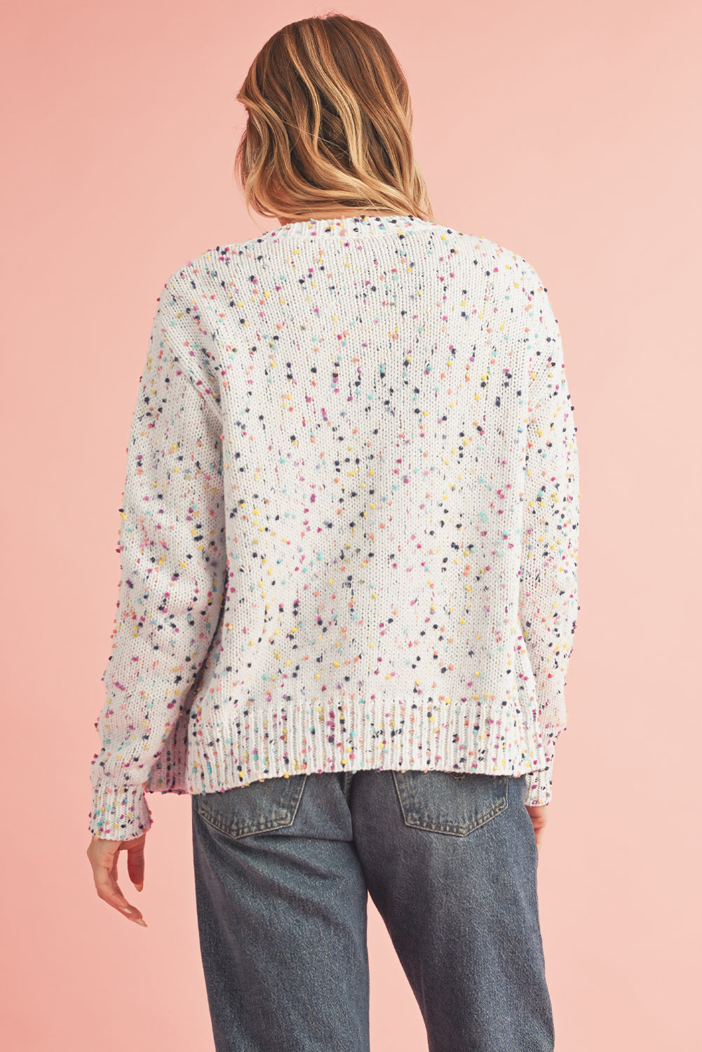 Aruba Blue Confetti Knit Cropped Cardigan