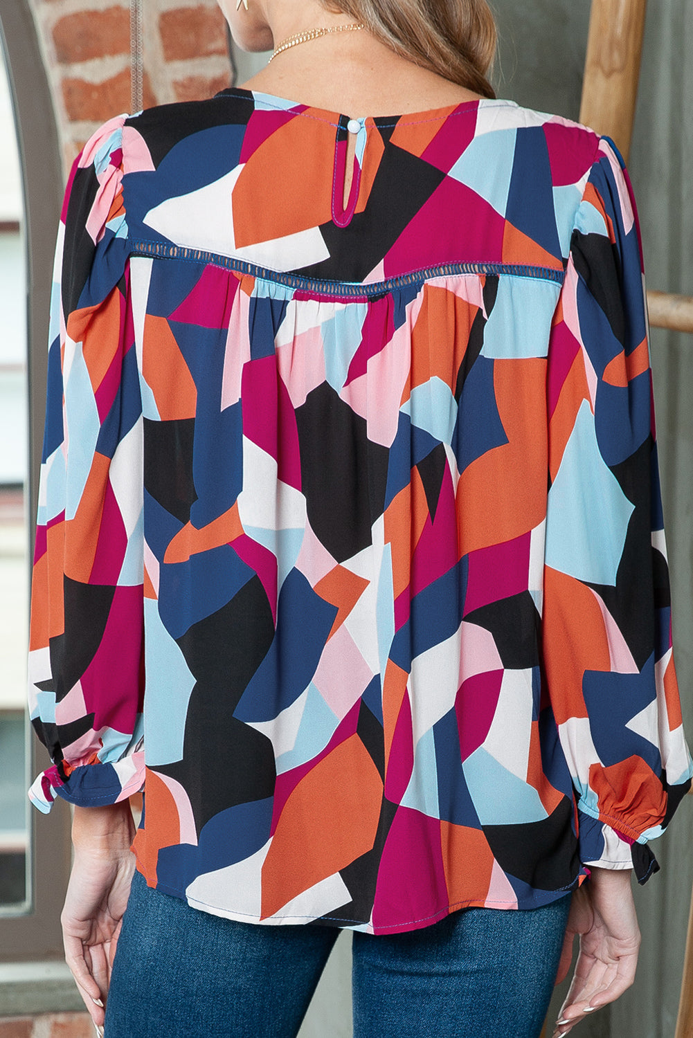 Multicolor Casual Abstract Print Puff Sleeve BlouseMaterial:100%Polyester



		•An artful abstract pattern bursts with bold color on this light and airy blouse.
	
	
		•Highlights: Relaxed fit, long sleeves with 