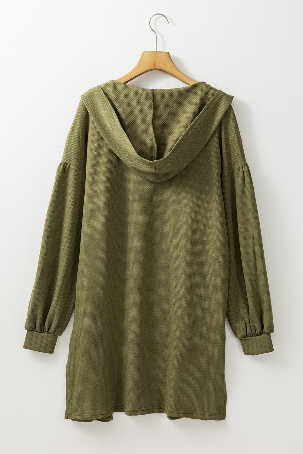 Guacamole Green Side Split Knit Hooded Cardigan