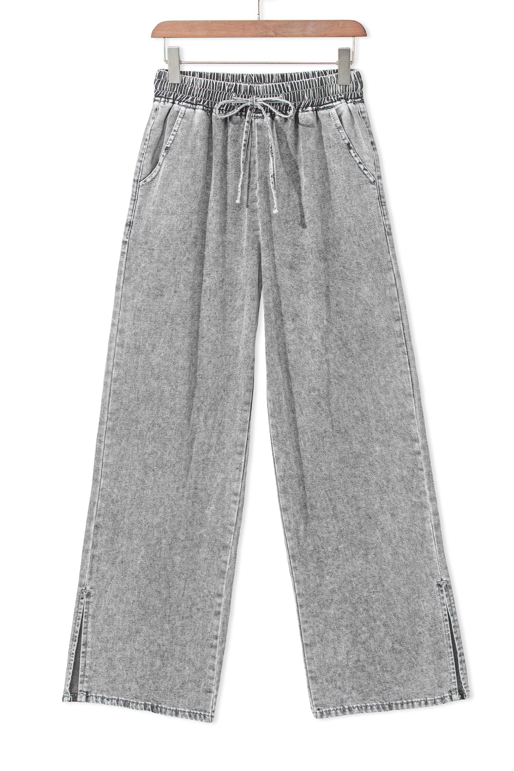 Medium Grey Drawstring Elastic Waist Wide Leg JeansMaterial:82%Cotton+10%Polyester+8%Viscose



		Discover the perfect combination of style and comfort with these wide-leg jeans. 
	
	
		Their relaxed and flowy s