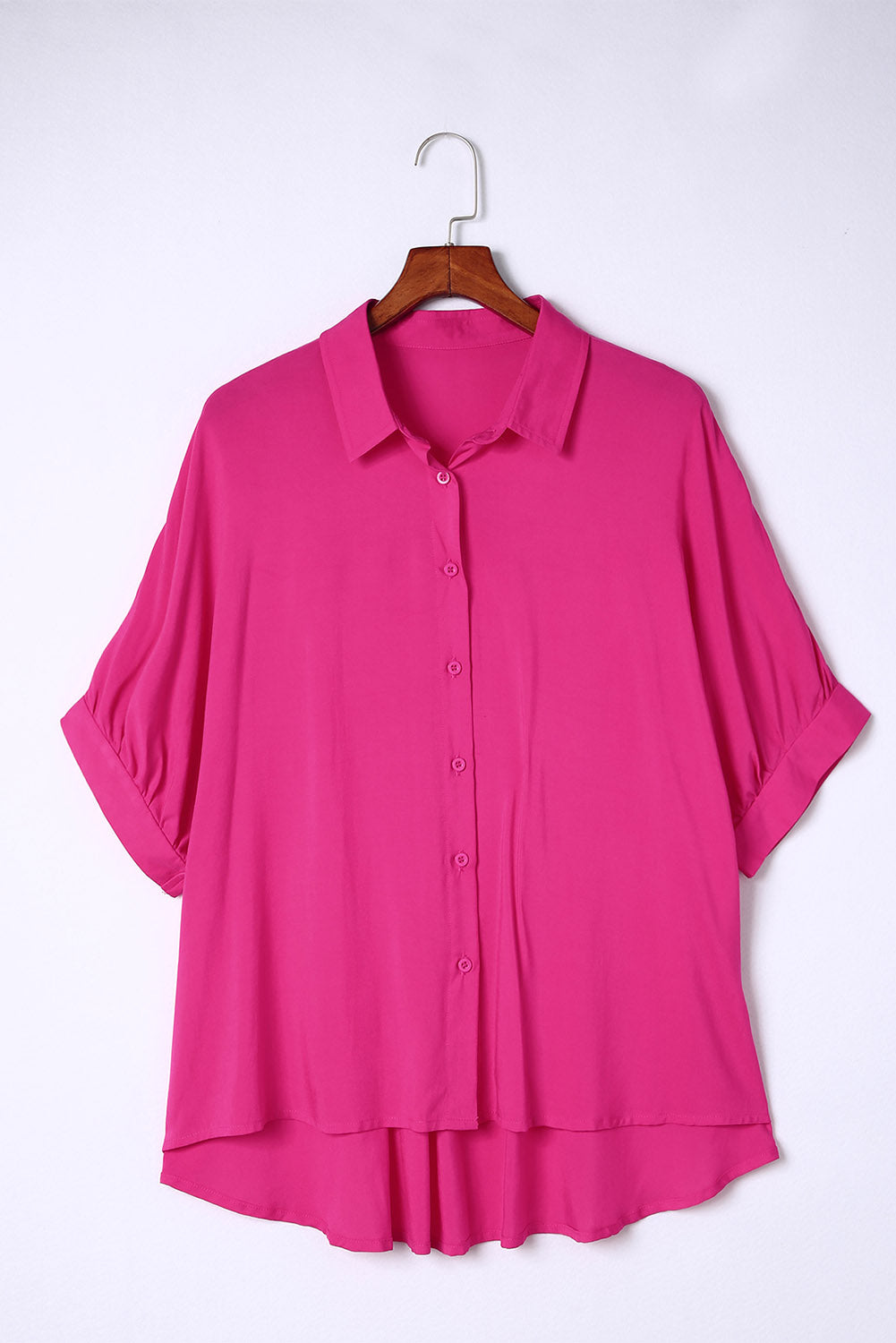 Rose Casual Dolman Oversize Button BlouseMaterial:100%Viscose


	


		The
oversized blouse is suitable for all kinds of body shapes and makes the wearers
feel slender.
	
	
		Made
from soft, lightw