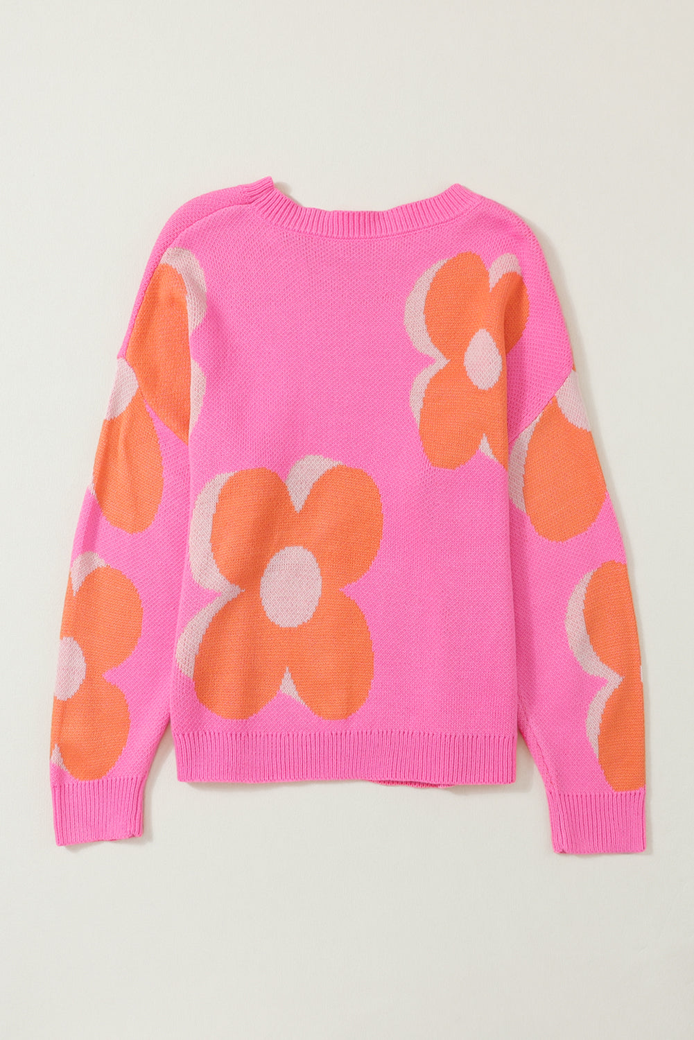 Pink & Orange 60s Floral Cable Knitted SweaterMaterial:100%Acrylic



		Add a pop of color and style to your wardrobe with our Pink &amp; Orange Floral Cable Knitted Sweater. This sweater features a vibrant fl