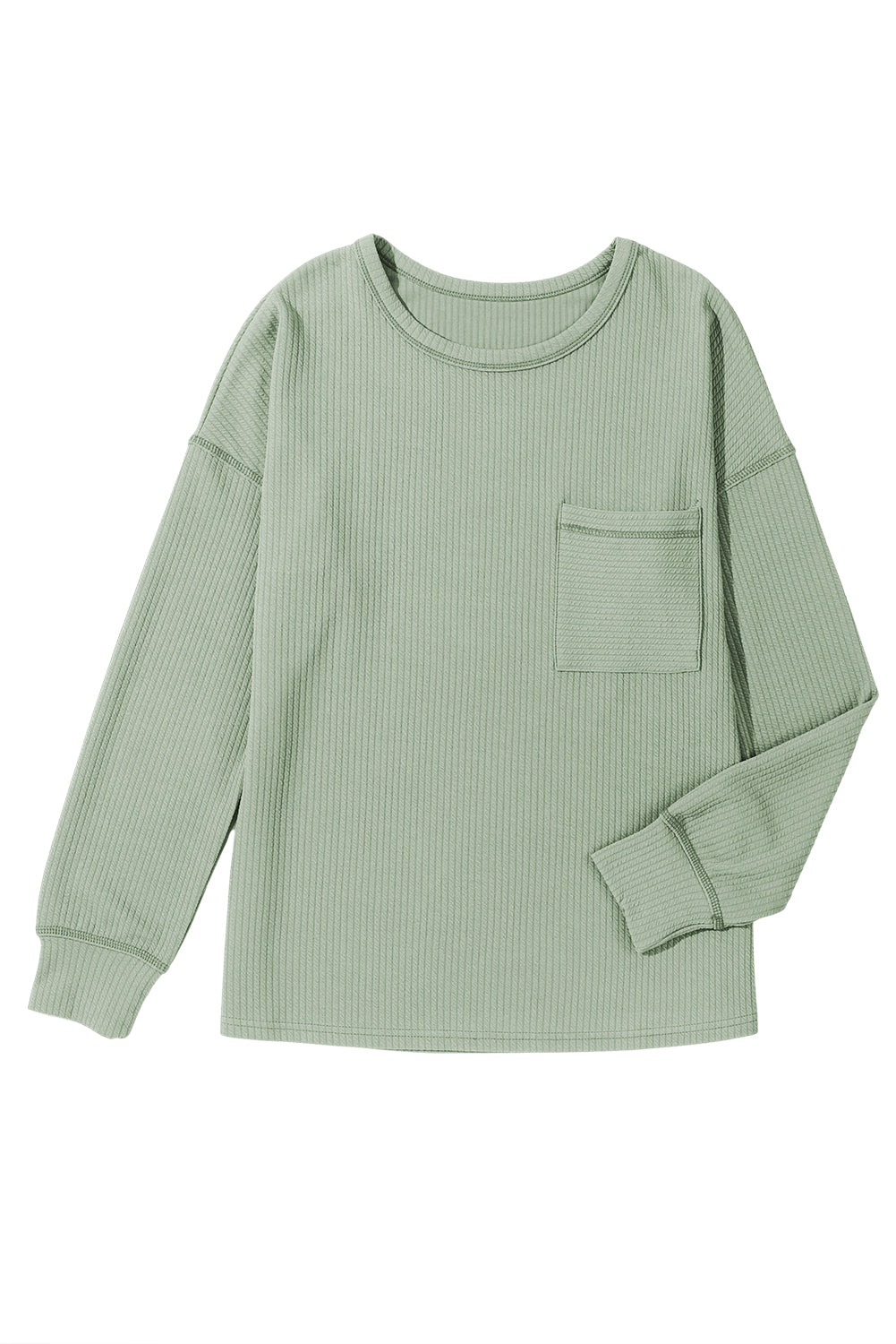 Clearly Aqua Pocketed Ribbed Long Sleeve TopMaterial:95%Polyester+5%Elastane

• Elevate your casual look with the top, blending comfort with style effortlessly.
• Crafted with a rib-knit design, this top off