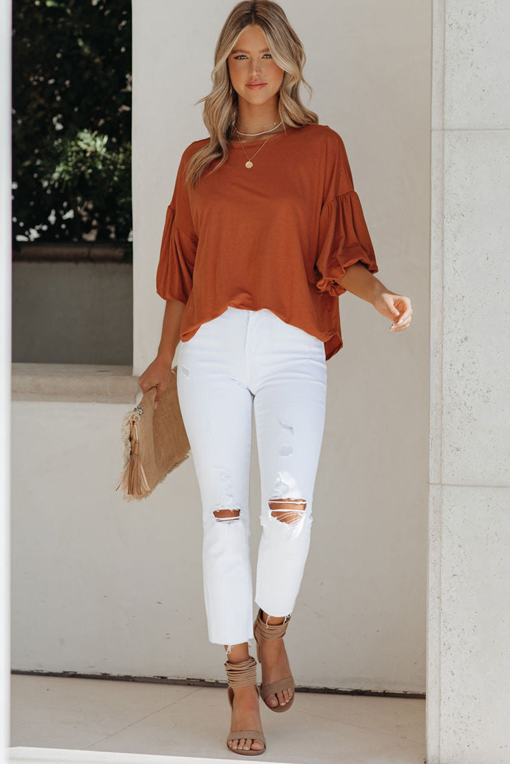 Orange Solid Color Casual Bishop Sleeve BlouseMaterial:62%Polyester+32%Cotton+6%Elastane



		Effortlessly chic, this orange bishop sleeve blouse is perfect for both casual and dressy occasions.
	
	
		Eleva