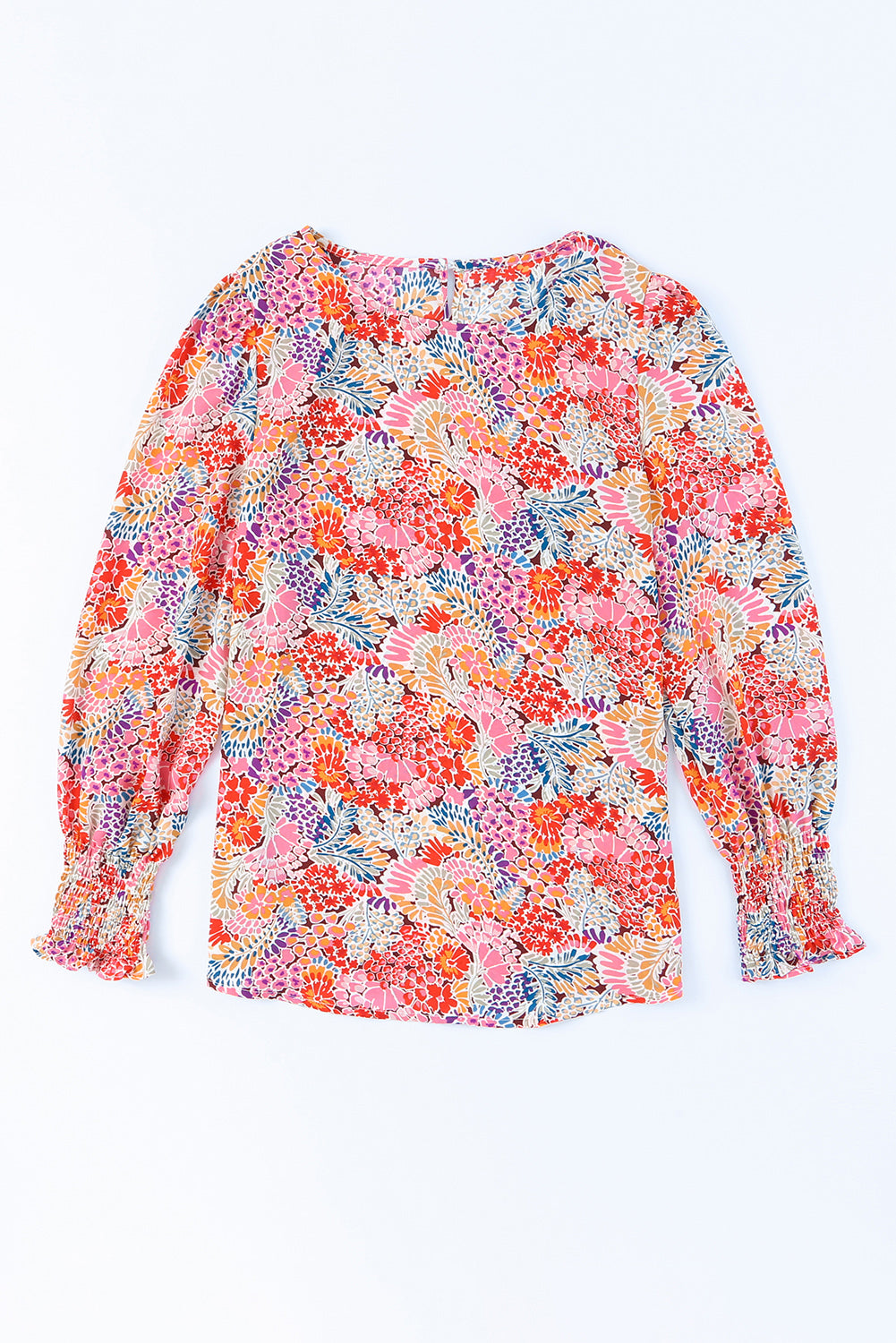 Multicolor Floral Print Smocked Cuffs Long Sleeve BlouseMaterial:100%Polyester


	

			The Floral Print Smocked Cuffs Long Sleeve Blouse is a feminine and elegant addition to any wardrobe. Its delicate floral print and