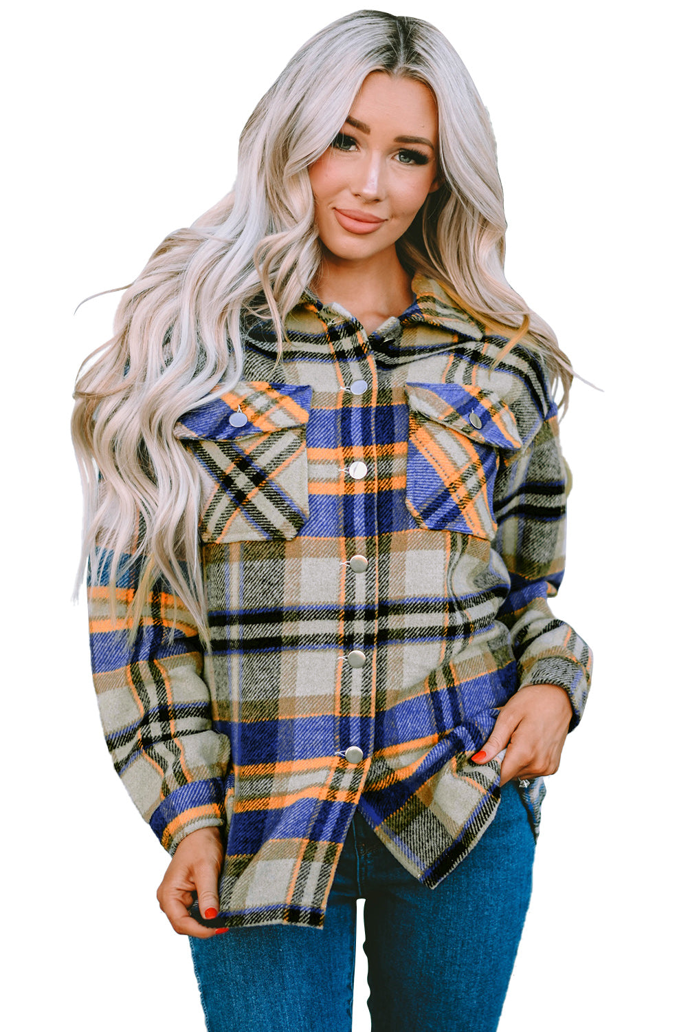 Khaki Plaid Print Casual Button Up Pocket ShacketMaterial:100%Polyester



		Sweet yet rugged plaid details adorn this cozy shirt
	
	
		Designed with a button front, long sleeves, large front pockets &amp; an 