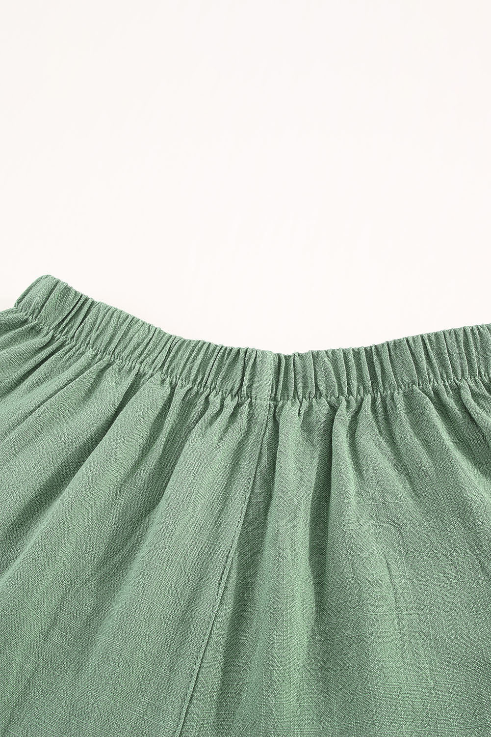 Green Casual High Waist Pocketed Ruffle Shorts