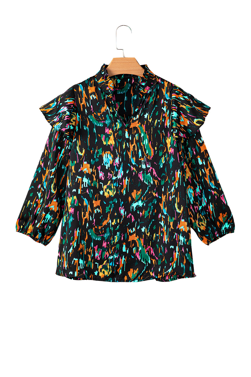 Multicolor Abstract Print 3/4 Puff Sleeve Ruffle BlouseMaterial:100%Polyester



		Elevate your style with this eye-catching multicolor abstract print blouse. 
	
	
		It's a well-received fashion choice. 
	
	
		Th