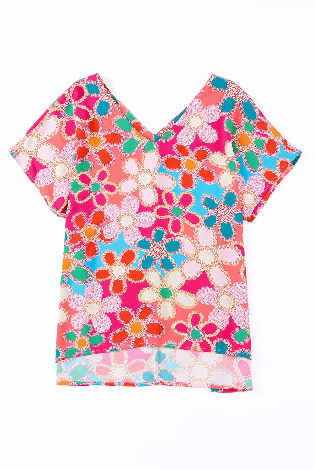 Multicolor Abstract Print V Neck Short Sleeve Dolman BlouseMaterial:100%Polyester



		The
chic blouse has a relaxed fit and dolman sleeves, which create a comfortable
and flattering silhouette
	
	
		The
V-neckline a