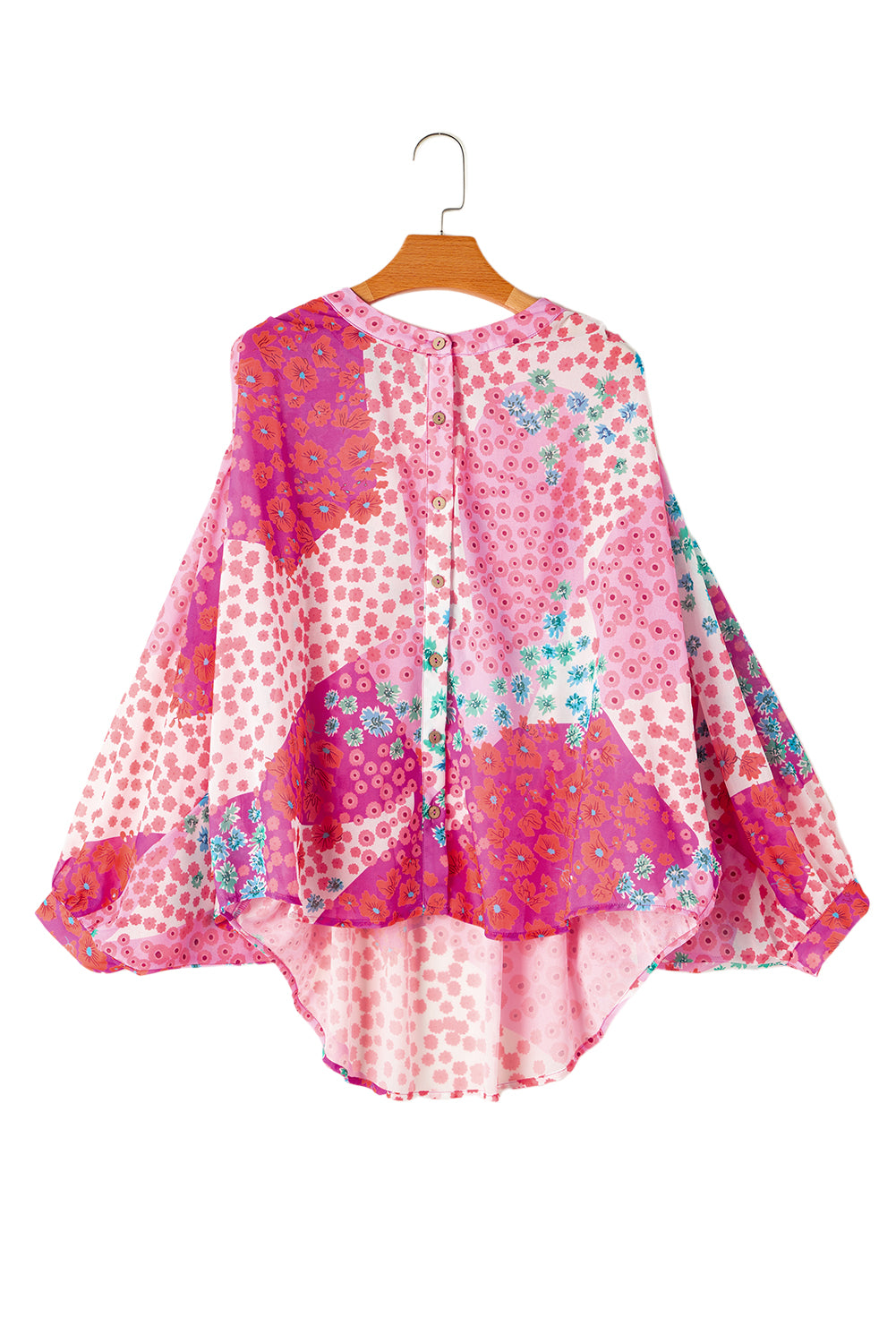 Rose Red Floral Print Dolman Sleeve BlouseMaterial:100%Polyester



		This blouse combines a beautiful floral print with colorblock panels for a touch of modern flair. 
	
	
		The dolman sleeves add a re