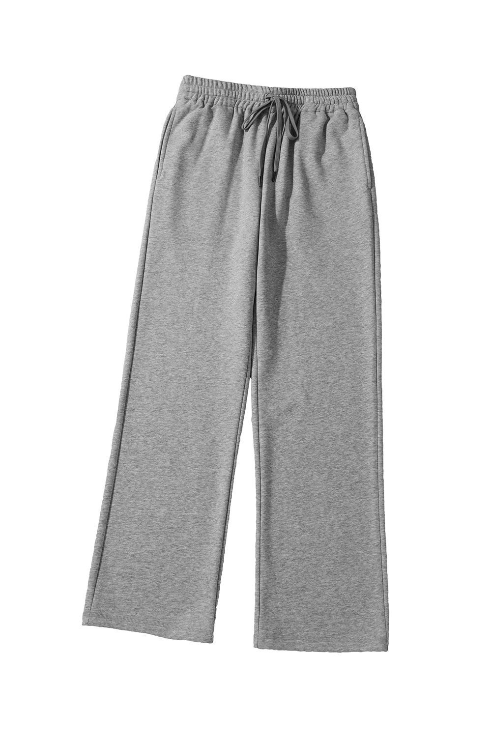 Light Grey Plain Fleece Lined Drawstring Waist Pants