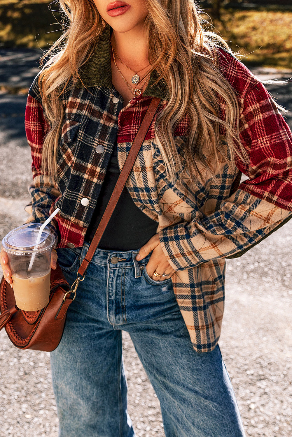 Red Mixed Plaid Pocketed Button-up ShacketMaterial:100%Polyester

• Stand out in style with our shacket, blending sophistication with a touch of playfulness.
• Crafted with quality materials, this shacket 