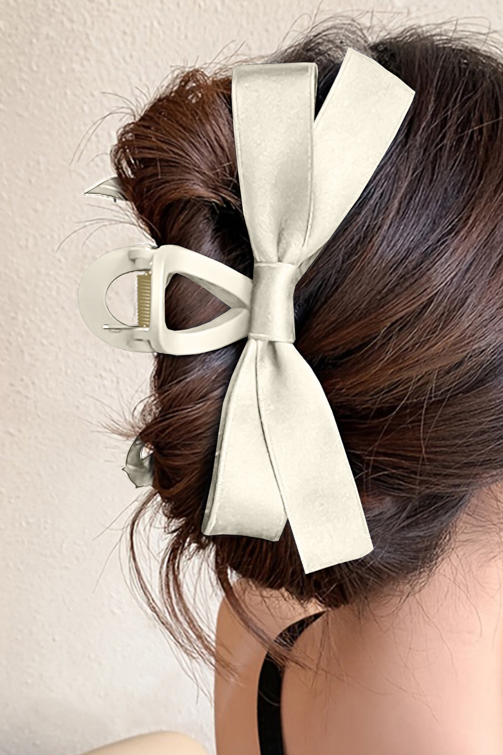 Mist Green Solid Color Ribbon Bow Decor Hair Clip