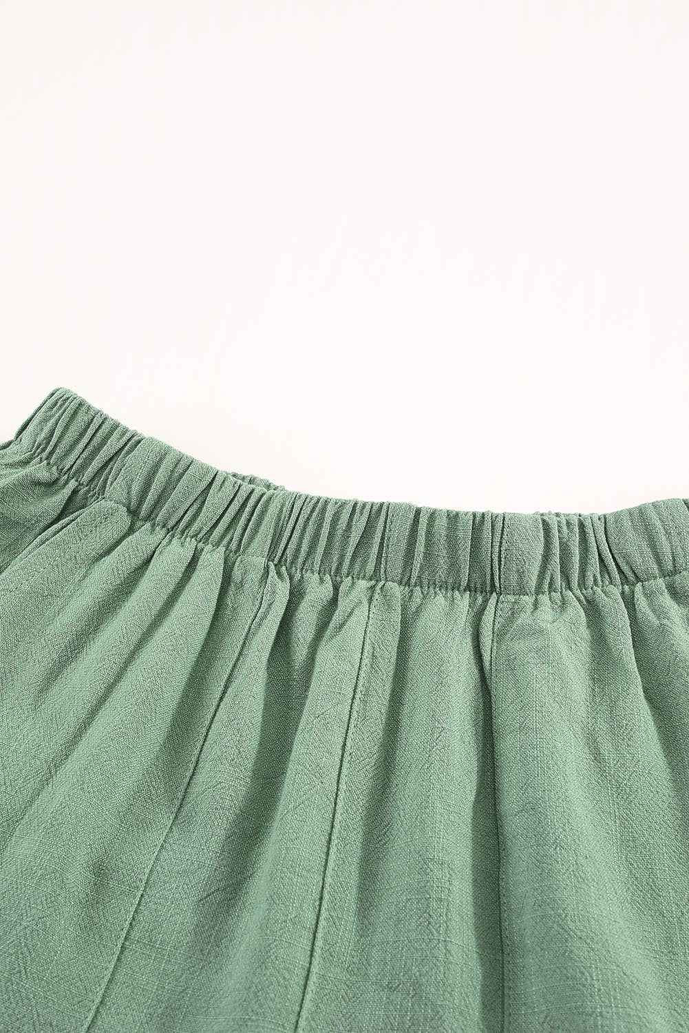 Green Casual High Waist Pocketed Ruffle Shorts