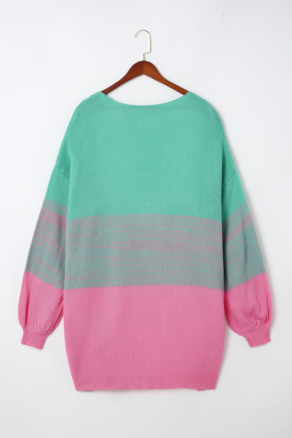 Multicolor Pompom Color Block Open Front Cardigan Sweater