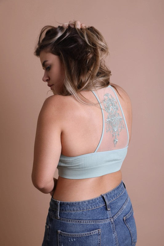 Plus Size Tattoo Mesh Racerback BralettePlus Size Tattoo Mesh Racerback BraletteHeat Stamped Care LabelAdjustable StrapImmediate ShippingCup Fit 1XL/2XL: Size 14-18 Bust 40"-44" Cup Fit 34DD 36D 38C 38D 40