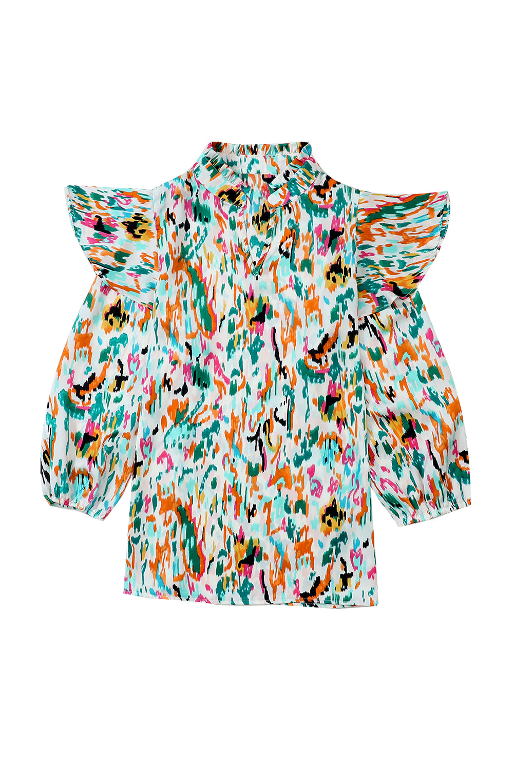 Multicolor Abstract Print 3/4 Puff Sleeve Ruffle BlouseMaterial:100%Polyester



		Elevate your style with this eye-catching multicolor abstract print blouse. 
	
	
		It's a well-received fashion choice. 
	
	
		Th