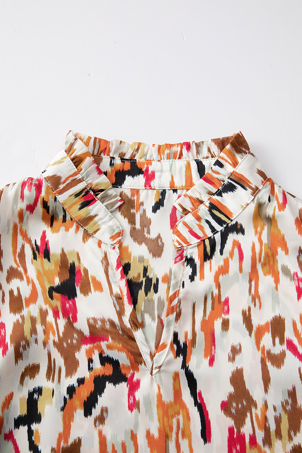 Multicolor Abstract Print 3/4 Puff Sleeve Ruffle BlouseMaterial:100%Polyester



		Elevate your style with this eye-catching multicolor abstract print blouse. 
	
	
		It's a well-received fashion choice. 
	
	
		Th