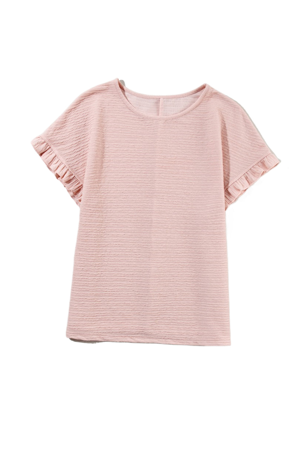 Light Pink Solid Textured Frill Cuffs Short Sleeve BlouseMaterial:95%Polyester+5%Elastane



		Embrace effortless elegance with our blouse, crafted from high-quality fabric for a comfortable and stylish fit.
	
	
		Thi