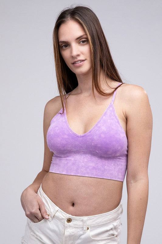 Washed Ribbed Bra Padded Tank TopIntroducing our Washed Ribbed Bra Padded Tank Top, designed to combine comfort and style seamlessly. Crafted from washed ribbed fabric, this tank top offers a soft a