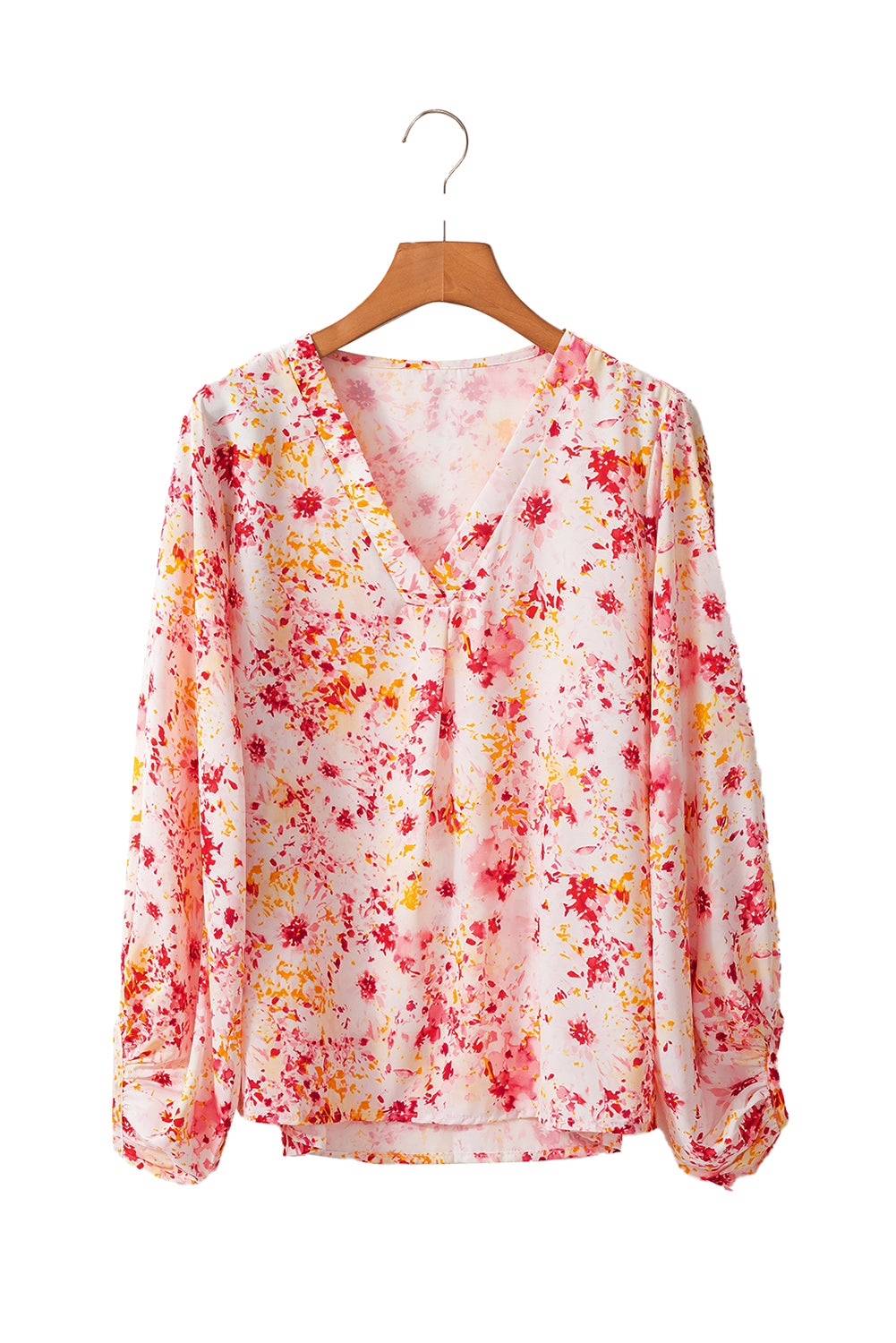 Pink Floral Print V-Neck Lantern Sleeve BlouseMaterial:100%Polyester

• Embrace elegance in this blouse, perfect for adding a touch of femininity to your wardrobe.
• The boho floral print exudes a charming and