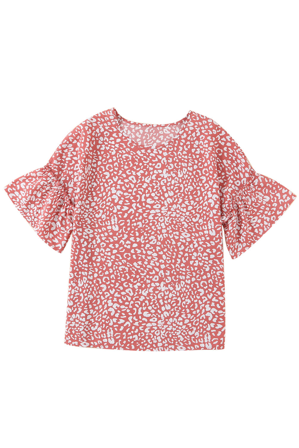 Pink Leopard Print Casual Flounce Sleeve Blouse for WomenMaterial:100%Polyester



		•A stylish, trendy way to add a touch of animal print to your wardrobe.
	
	
		•The flounce sleeves add a playful touch to a classic 