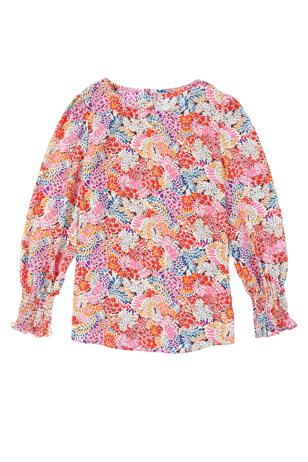 Multicolor Floral Print Smocked Cuffs Long Sleeve BlouseMaterial:100%Polyester


	

			The Floral Print Smocked Cuffs Long Sleeve Blouse is a feminine and elegant addition to any wardrobe. Its delicate floral print and