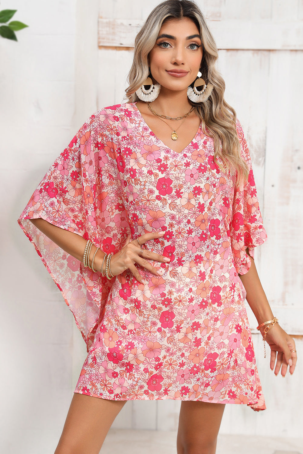 Pink Boho Floral Print V Neck Oversized BlouseMaterial:100%Polyester



		This oversized blouse is not only cool and comfortable but also suitable for any figure, making it a versatile choice for various body 