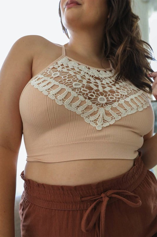 Plus Size Crochet Lace High Neck BralettePlus Size Crochet Lace High Neck BraletteImmediate ShippingXL fits Size 14-16 Bust 40"-43"Cup Fit 34DD 36D 38C 40B 36DD 38D 40C 42B
Style: Bralette Print / Pattern: 