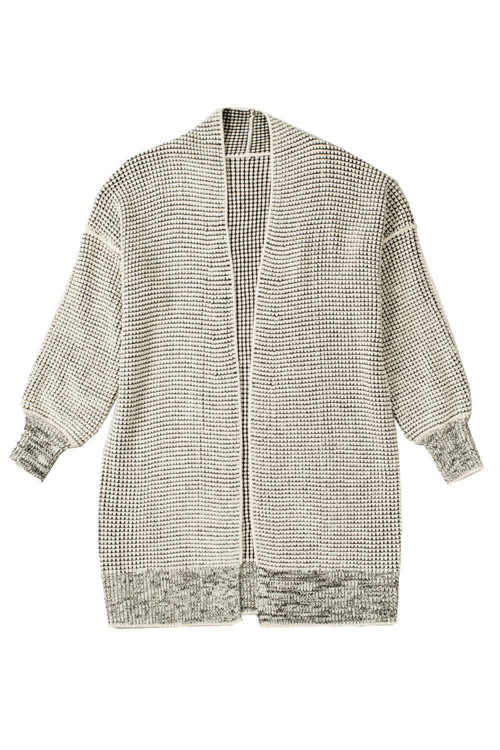 Grey Plaid Contrast Trim Casual Knit Cardigan