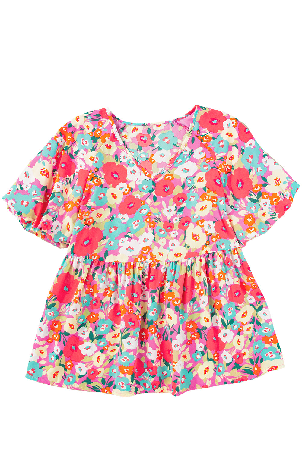 Multicolour Boho Floral Short Puff Sleeve Babydoll BlouseMaterial:100%Polyester



		This blouse features a chic boho vibes with charming floral print all over
	
	
		Short puff sleeves add a playful touch
	
	
		The