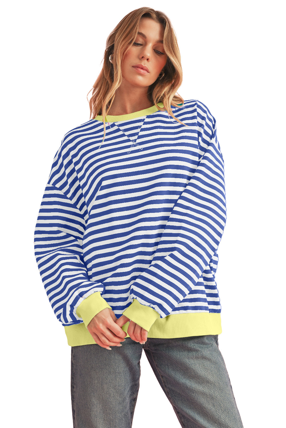 Red Stripe Contrast Edge Oversized PulloverMaterial:95%Cotton+5%Elastane


 Size Chart (CM)



Sizes 



Bust
 



Hem_Width
 



Shoulder
 



Sleeve_Length
 



Length
 





Relax
 



Relax
 



Relax
 