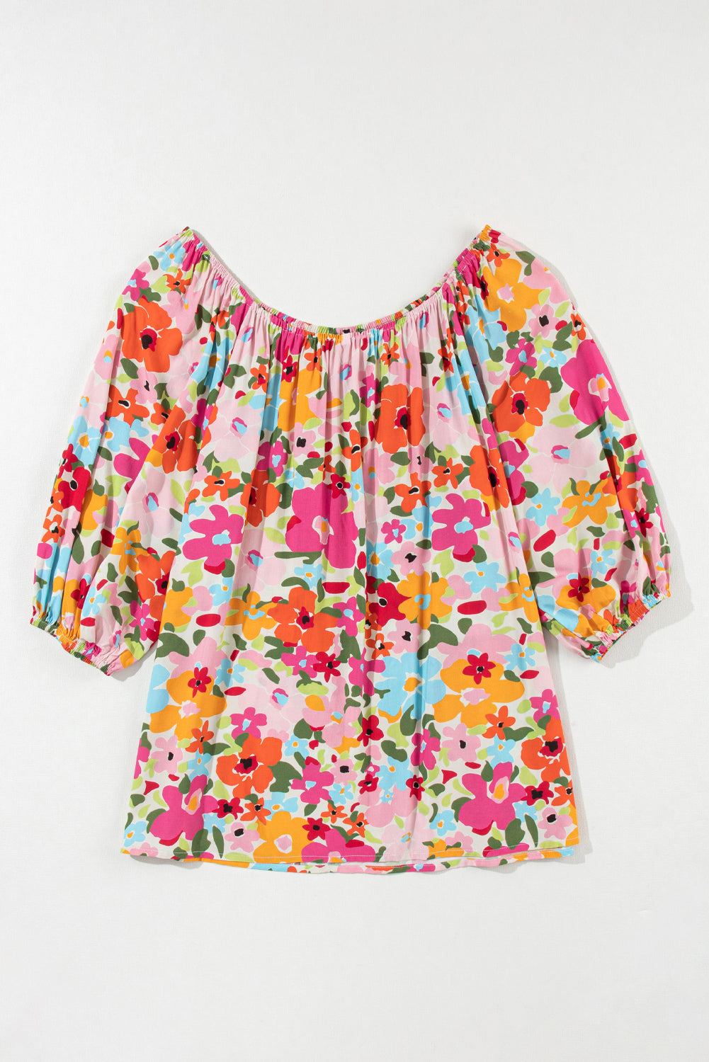 Red 60s Floral Print Puff Sleeve Pleated Elastic Neckline BlouseMaterial:100%Viscose



		This loose blouse allows for ease of movement and makes it a versatile piece
	
	
		The floral print is perfect for adding a pop of pri