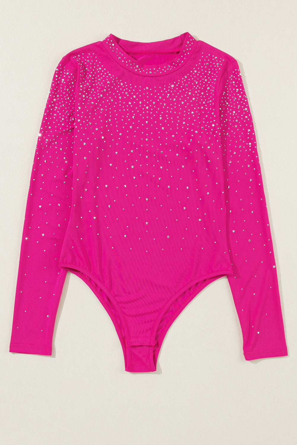 Rose Red Rhinestone Mesh Long Sleeve BodysuitMaterial:90%Polyester+10%Elastane



		Effortlessly pair this adaptable bodysuit with any ensemble.
	
	
		With its long sleeves, it's perfect for staying warm o