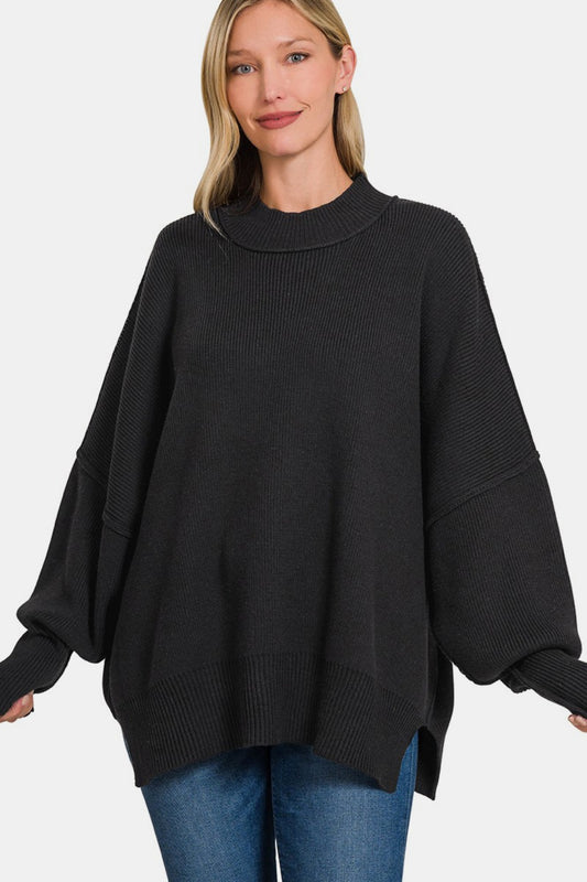 Zenana Side Sit Oversize SweaterSide Slit Oversize Sweater is a trendy and comfortable choice for your casual wardrobe. The oversized fit adds a relaxed and effortless vibe to your outfit. With sid