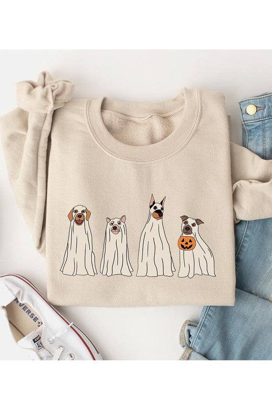 Unisex Fleece SweatshirtCelebrate the spooky season in style with our Unisex Fleece Sweatshirt featuring Halloween Dog Ghosts. This cozy sweatshirt is designed for both comfort and fun, mak