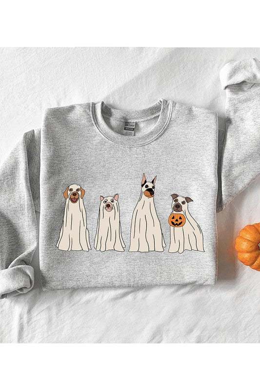 Unisex Fleece SweatshirtCelebrate the spooky season in style with our Unisex Fleece Sweatshirt featuring Halloween Dog Ghosts. This cozy sweatshirt is designed for both comfort and fun, mak