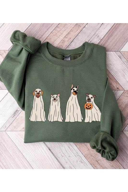 Unisex Fleece SweatshirtCelebrate the spooky season in style with our Unisex Fleece Sweatshirt featuring Halloween Dog Ghosts. This cozy sweatshirt is designed for both comfort and fun, mak