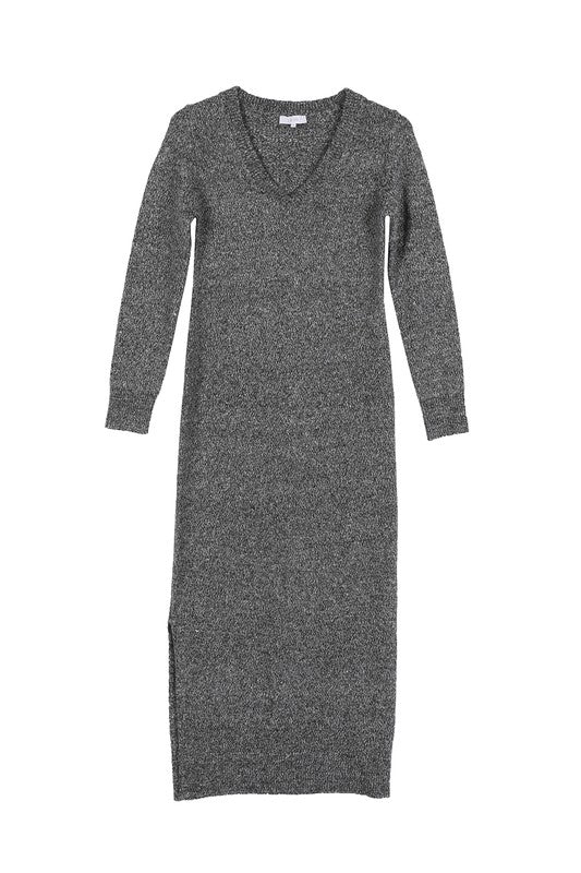 V-Neck Sweater Maxi DressThe V-Neck Sweater Maxi Dress is the epitome of effortless elegance. Made from a soft and cozy knit fabric, this dress combines comfort with style. The V-neckline ad