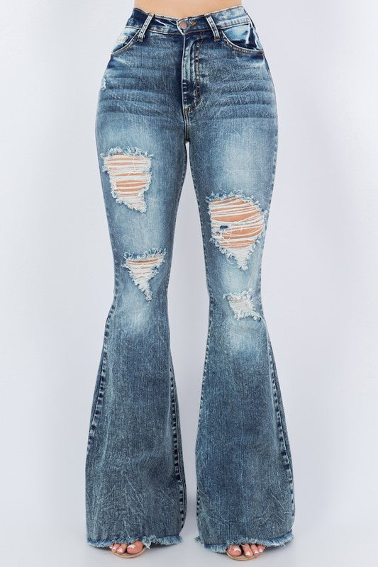 Storm Bell Bottom JeanThese Bell Bottom Jeans are crafted with a premium soft stretch fabric for superior comfort and style. Featuring 34" inseam length, frayed hem detail, rip details, f