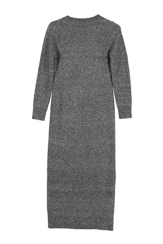 V-Neck Sweater Maxi DressThe V-Neck Sweater Maxi Dress is the epitome of effortless elegance. Made from a soft and cozy knit fabric, this dress combines comfort with style. The V-neckline ad