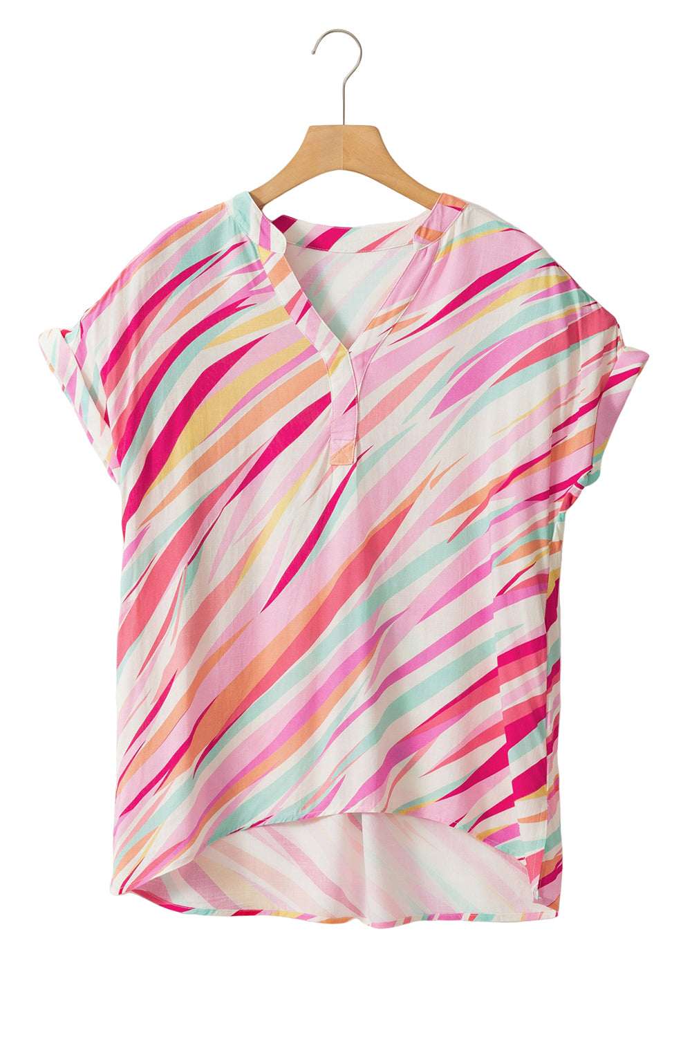 Multicolour Abstract Print High Low Blouse