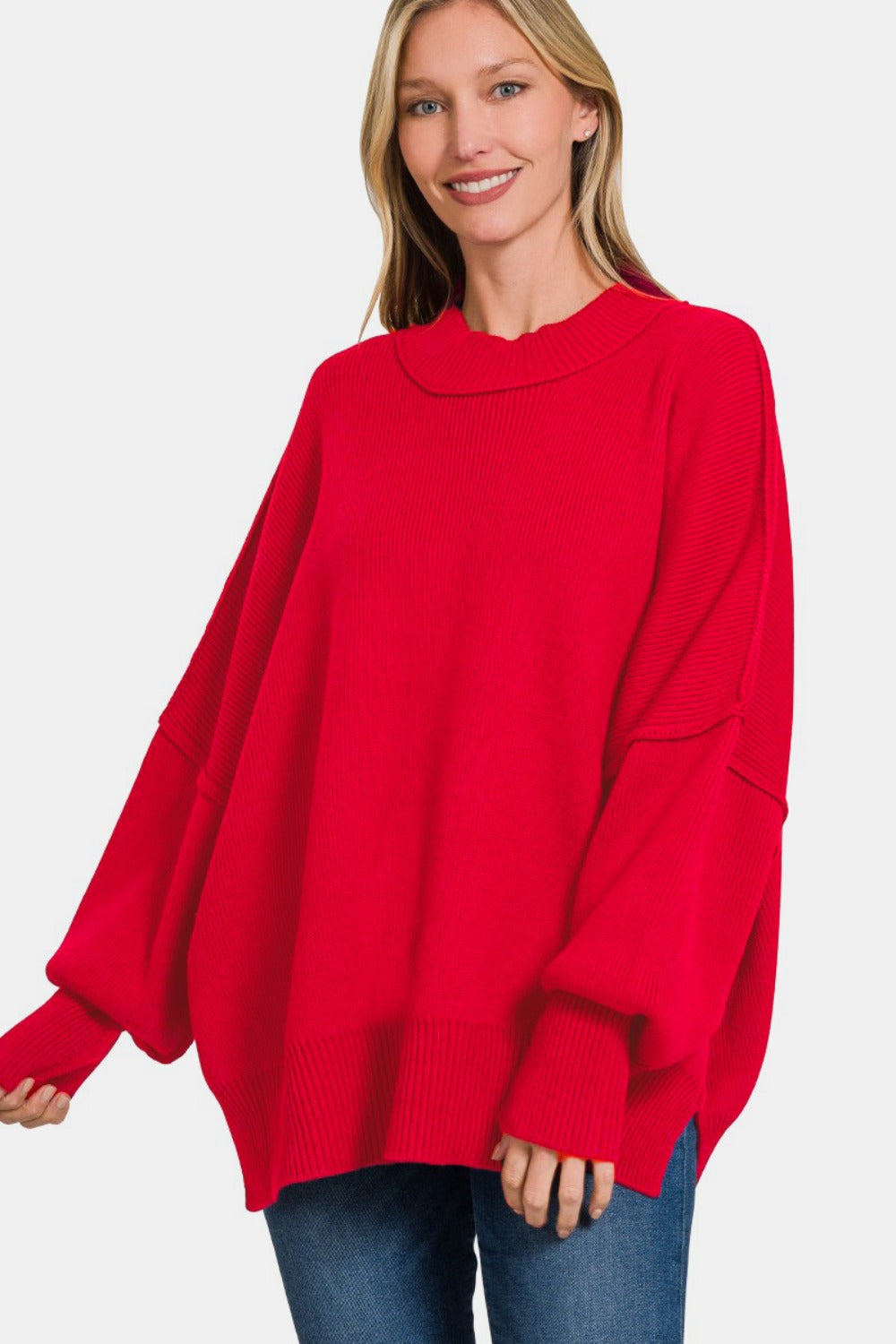 Zenana Side Sit Oversize SweaterSide Slit Oversize Sweater is a trendy and comfortable choice for your casual wardrobe. The oversized fit adds a relaxed and effortless vibe to your outfit. With sid